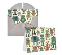 GHENBLT Tarjetas de felicitación con sobres, tarjetas pensando en ti, tarjetas de felicitación, tarjetas de feliz cumpleaños, lindas tarjetas de robots de dibujos animados, tarjetas en blanco para