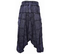 Gheri Pantalones harén de algodón ligero con entrepierna caída Ninja Aladdin Genie Black Patchwork para hombre, e, L/XL