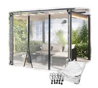 GHFXSCV Lonas Transparentes Impermeables para Exteriores con Puerta con Cremallera - Cubierta de plástico PVC para cenadores, pérgolas y Patios - Solución Resistente a la Intemperie, Duradera y Vers