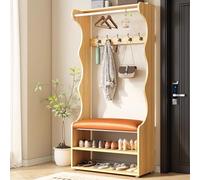GHFXSCV Perchero Moderno de Entrada con Banco para Guardar Zapatos, 80 cm, Beige, Organizador de Pasillo, Estante Colgante multicompartimento para Dormitorio y Sala de Estar, Elegante y fu