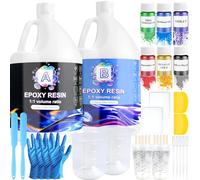 Ghguole Resina Epoxi Kit-7.6L /2 Galones ResinaEpoxi Transparente y Endurecedor (1:1) con Pigmento deResina y Brillo para Fundición y Revestimiento,DIY,Mesa,Madera,Decoración Artesanal