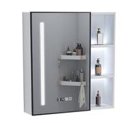 GHHDPDMJ Innovador Armario de baño con Espejo LED Inteligente, Control táctil y tecnología antivaho. Armario de Pared de una Sola Puerta para organizar y realzar el Estilo del baño (Gris 60).