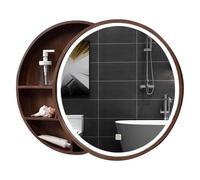 GHHDPDMJ Mueble de baño con Espejo de Madera Maciza, Luces de Tres Colores Ajustables con un Solo Clic, Armario de baño Inteligente con Espejo Iluminado y Compartimento Deslizante.