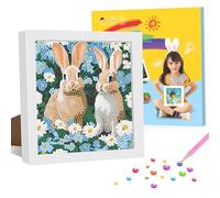 GHHKUD Diamond Painting con Marco, Kit Diamond Painting Adultos y Niños, Infantiles DIY Pintura de Diamante Set, Diamond Art Kit Completo, Decoración de Pared para el Hogar, Regalo Mosaico 18x18cm