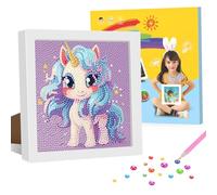 GHHKUD Kit de arte de diamantes con marco para niños de 6 a 12 años, pintura de unicornio 5D, juego de arte y manualidades de cristal pequeño, regalo para niñas y niños (7 x 7 pulgadas)