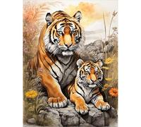 GHHKUD Pintura Diamante, Tigres 5D Diamond Painting Kit Adultos, Diamond Painting Kits Completo, Manualidades Adultos DIY Cristal Pintura De Diamante Para 30x40cm