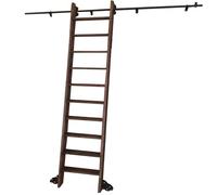 GHHVFEC Kit de herrajes para Escalera de Biblioteca con Ruedas, Color Negro, de 1 a 7,3 m - Sistema de Rodillos deslizantes móviles con rieles, Rodillo de Piso y Freno - Kit de rieles de 6