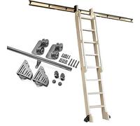 GHHVFEC Kit de herrajes para rieles de Escalera deslizantes para Biblioteca, hogar y Oficina. Kit de riel rodante con extensión de Tubo Redondo (sin Escalera) con Ruedas de Piso y riel móv