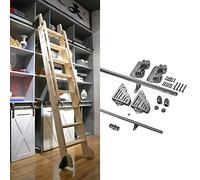 GHHVFEC Kit de Puerta corrediza de Granero Negra con riel rodante de 600 cm para Interior de casa, Loft, Juego Completo de herrajes con Ruedas para Piso, no Incluye Escalera.