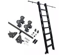 GHHVFEC Kit de riel para Escalera de Biblioteca con Ruedas de 3,3 a 20 pies para Escalera metálica, Kit de herrajes deslizantes Extensibles para lofts y oficinas, Kit de extensión, riel te