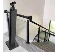 GHHVFEC Poste de barandilla de Vidrio Negro de Alta Resistencia para escaleras, terrazas y Balcones - Sistema de balaustrada de Montaje en Suelo de 105 cm para Paneles de 10-12 mm de Espesor Soporte