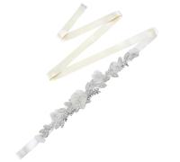 GHHZML Cinturón De Novia Cinturones y fajas for mujer. Cinturón de flores boda con organza diamantes imitación Para Vestidos(Ivory)