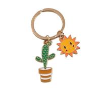 GHHZML Colgante Llavero Cute Keychain Sun Cactus Flower Key Ring Letter Plants Chains Desert For Women Men Bag Accessorie DIY Handmade Jewelry(Green)