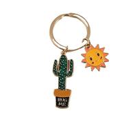 GHHZML Colgante Llavero Cute Keychain Sun Cactus Flower Key Ring Letter Plants Chains Desert For Women Men Bag Accessorie DIY Handmade Jewelry(Black)