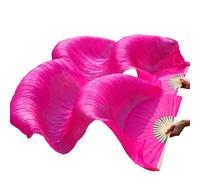 GHHZML Fan De La Danza del Vientre Abanico Velos de Seda auténtica, 1 par, Abanico for Danza del Vientre Hecho a Mano for Mujer, 180x90 Cm para el Escenario(Red,280x90cm Real Silk)