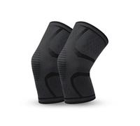 GHHZML Rodillera Deportiva 2 Pares de Rodilleras Deportivas Tejidas Silicona for Baloncesto al Aire Libre Cubierta Protectora for piernas Correr Fitness Sentadillas Equipo Protector Rodilla(Black,S)