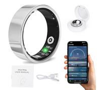 GHIBFBT Anillo inteligente para hombre y mujer, cámara controlada por Bluetooth, monitor de presión, frecuencia cardíaca, sueño y oxígeno en sangre, rastreador de fitness para iOS y Android (Plata