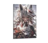 GHIBYN Póster de anime Fox Masked Girl Póster decorativo de lienzo para pared e impresión artística moderna para decoración de dormitorio familiar, 12 x 18 pulgadas (30 x 45 cm)