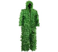 Ghillie - Traje de selva transpirable 3D | 3D - Hoja de bosque ligero con capucha con capucha camuflaje Clothing Pantalones Chaqueta | Trajes Gilly para fotografía de vida silvestre, observación de