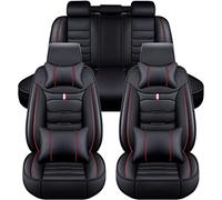 GHIOSA Fundas de Asiento de Coche para Audi A4 B8 Avant Wagon 2008-2016,Delanteros Y Traseros Funda De Asiento Impermeable Cuero Fundas Protección cojín Interior Accesorios,C-Black Red