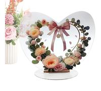 Ghirlanda A Di Cuore - Decorativo A Di Cuore | Decorazione Da Tavolo Con Fiori Realistici, Ornamenti Da Scrivania Con Base Per Fidanzata E Moglie, Ornamenti Desktop Con Base