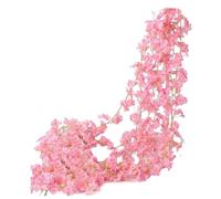 Ghirlanda Di Fiori Di Ciliegio Artificiali - Vite Decorativa 135 Teste In Seta | Finto Per Matrimoni, Feste, Da Giardino E Decorazioni Casa | Vite Rosa Champagne Bianco