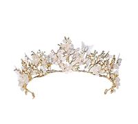 GHJFDF TRUSTTWO Flor de Oro Mariposa Tiaras Nupciales Coronas Barroco Oro Perla Diadema Tocado Joyería for el Cabello Accesorios for el Cabello de Boda The New