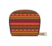Ghjkfbf Cartera de cuero casual con estampado bohemio y arte popular mexicano para hombres y mujeres, bolsillo clásico con cremallera, monedero para tarjetas de crédito