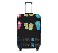 Ghjkfbf Chanclas de caligrafía para zapatos de playa, funda protectora para maleta, lavable, con cremallera oculta, Negro -, XL