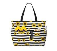 Ghjkfbf Elegante bolsa de viaje de playa de gran capacidad con estampado de girasoles para la familia, bolsa de playa para mujer con bolsillos con cremallera