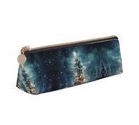 Ghjkfbf Estuche de piel con estampado de árbol de Navidad, bolsa con cremallera para suministros de papelería, pequeña bolsa de cosméticos