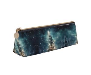 Ghjkfbf Estuche de piel con estampado de árbol de Navidad, bolsa con cremallera para suministros de papelería, pequeña bolsa de cosméticos
