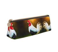 Ghjkfbf Estuche de piel con estampado de gallo Shine Rooster, bolsa con cremallera para suministros de papelería, pequeña bolsa de cosméticos