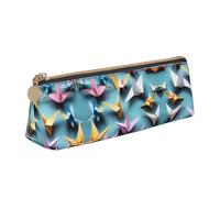 Ghjkfbf Estuche de piel con estampado de grullas de papel de origami, bolsa con cremallera para suministros de papelería, pequeña bolsa de cosméticos