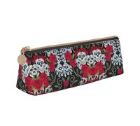 Ghjkfbf Estuche de piel con estampado de ojos de calavera de rosa, bolsa con cremallera para suministros de papelería, pequeña bolsa de cosméticos