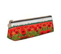 Ghjkfbf Estuche de piel con estampado de pétalos vívidos de flores de amapola, bolsa con cremallera para suministros de papelería, pequeña bolsa de cosméticos