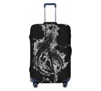 Ghjkfbf Funda protectora para maleta, con estampado de música, color negro ahumado, lavable, con cremallera oculta, Negro -, XL