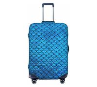 Ghjkfbf Funda protectora para maleta de equipaje, con estampado de escamas de peces azules, lavable, con cremallera oculta, Negro -, M