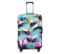 Ghjkfbf Funda protectora para maleta de equipaje con estampado de grúas de papel de origami, fundas lavables con cremallera oculta, Negro -, XL
