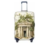 Ghjkfbf Funda protectora para maleta, diseño de edificio antiguo con rama de olivo romano y griego, lavable, con cremallera oculta, Negro -, M