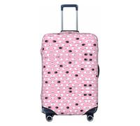 Ghjkfbf Funda protectora para maleta, lavable, con cremallera oculta, diseño de ovejas blancas sobre fondo rosa, Negro -, L