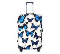 Ghjkfbf Funda protectora para maleta, lavable, con estampado de mariposas azules, con cremallera oculta, Negro -, XL