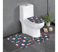 Ghjkfbf Juego de 3 alfombras de baño con diseño de Papá Noel, diseño navideño, tapete para tapa de inodoro en forma de U