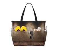 Ghjkfbf Lights Hit The Brick Wall Print Bolsa de viaje de playa de gran capacidad para la familia, bolsa de playa para mujer con bolsillos con cremallera
