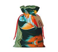 Ghjkfbf Pretty Koi Fish Print - Bolsas de regalo de Navidad con cordón, bolsas de regalo de Navidad con etiquetas, bolsas reutilizables para envolver regalos