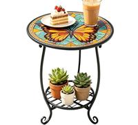 Ghjkldha Animal Side Table, Round Metal Drink Stand, Compact 45cm Outdoor Accent Desk for Home, Powder Coated Steel System, Decorative Furniture Piece, Patio Balcony Coffee Holder 13.78x13.78 Inches