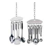Ghjkldha Bird Bell Chew Toys, Stainless Steel Spoon Ring Toy, Beak Conditioning Cage Accessory, 12.99 Inches Hanging Sound, Metal Set, for Parrots Budgies Macaws Cockatoos Conures Lovebirds