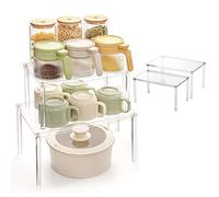 Ghjkldha Cabinet Risers, Acrylic Kitchen Organizers, Stackable Counter Storage Rack, 11.69x7.68x6.26in, Clear Display Shelf for Bathroom Makeup Collectibles Showcase Baking Ingredients Use