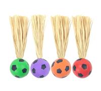 Ghjkldha Cat Bouncing Ball Toys, 4 Pieces Chew-Proof Interactive Cat Bouncy Ball, Lightweight Pet Entertainment, Raffia Play for Boredom Relief at Home, Indoor, and Outdoor Use