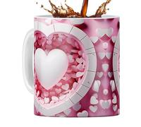 Ghjkldha Coffee Mug, Ceramic Heart Design, Valentine Coffee Cup, 3.74x3.15 Inches, 350ml Love Drinkware, Romantic Tea Holder, Ideal for Boyfriend Girlfriend Holiday Desk Decor